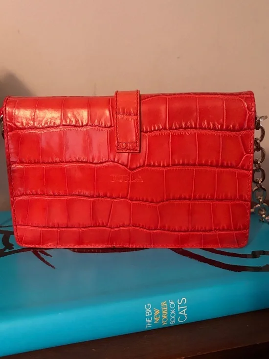 Furla Croc-Embossed Leather Shoulder Bag - Picture 3 of 7